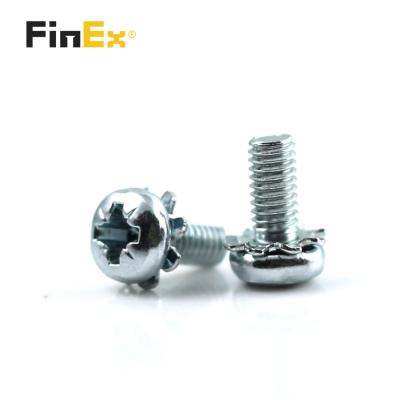 China Pan Factory Price 6-32 Pan Head External Tooth Lock Joint Combination SEMS Screw for sale