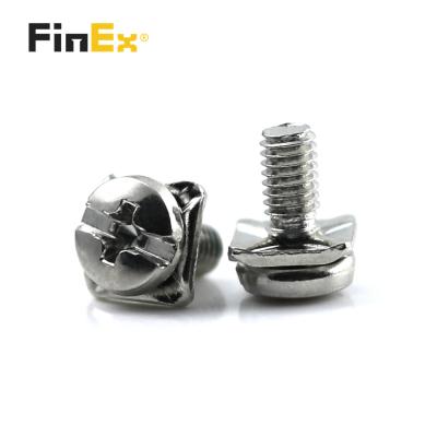 China Pan Terminal Block Alloy Steel Pan Head Combination SEMS Screws With Square Joint for sale