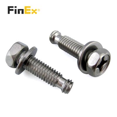 China Pan Factory Price M3 M4 M5 M6 M8 A2 Double Head Stainless Spring Hex Joint Sems Flat Screw for sale