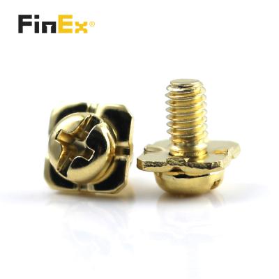 China M4 8mm Length Brass Pan Terminal Sems Head Screw With Square Washer for sale