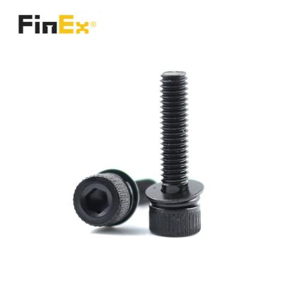 China Pan Custom Black Oxide Coating Extreme Strength Steel Socket Cap Sems Head Screw With Double Seal for sale