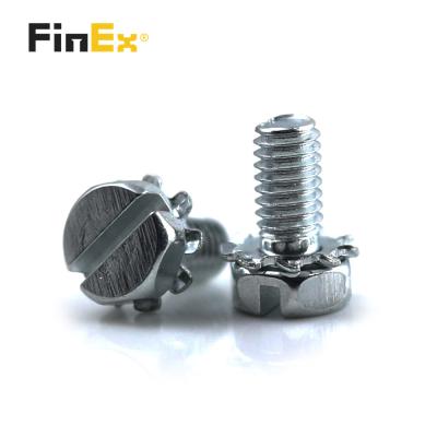 China Custom Hardware Slotted Hex Pan Head Sems Screws With External Tooth Joint for sale