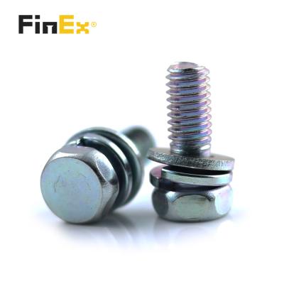 China Pan Custom Hex Head Sems Machine Screw Spring Single Joint Combination Screw for sale