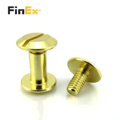 China Free Sample Slotted Flat Head Gold Color Chicago Men's Women's Screws For Leather Belt for sale