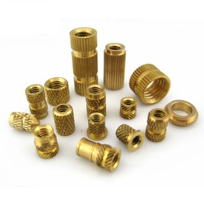 China Heavy Industry Brass And Copper Material Of Fastener Function Inserted Embedded Nuts Use For Furniture Wood Knurled CNC Machine for sale