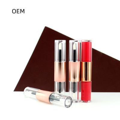 China Custom 10ml Lip Gloss Tube Cosmetic Private Label Lip Gloss Containers Round Double Head ABS Plastic Lip Gloss Tube for sale