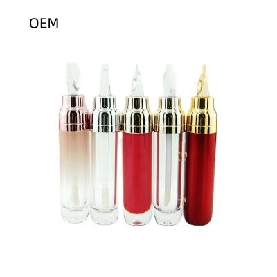 China 6.5ml Private Label Lip Gloss Lip Gloss Cosmetic Containers Custom Polygonal Lid ABS Plastic Tube Lip Gloss Tube for sale