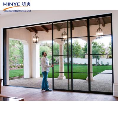 China 4 soundproof aluminum glazed windows and doors of commercial double tracks sliding door system zu verkaufen