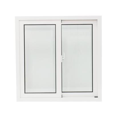 China Folding Screen China Factory Hurricane Impact Proof House 2 Track PVC Double Glazed Sliding Windows Wood Color à venda