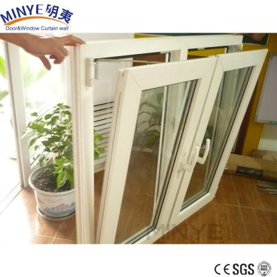 China Swing UPVC Frame PVC Double Hung Windows With Top Hinges for sale