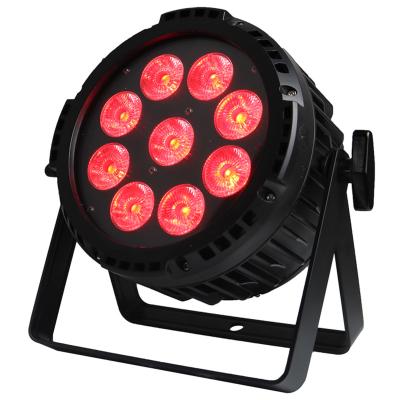 China Outdoor Waterproof LANDSCAPE 9pcs 10w IP65 Wash Par Can Wireless 9*10w DMX RGBW 4in1 9x10w Battery Power LED Par Flat Light For Stage for sale