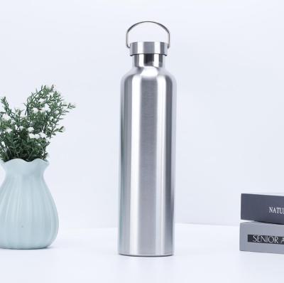 China PORTABLE Wide Mouth Stainless Steel Double Wall Vacuum Flask Insulated Sports Water Bottle With Bamboo Seal Lid for sale