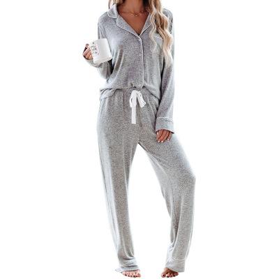 China Thermal Pajamas Set For Women Super Soft Women Sleepwear Long Sleeve Button Down Nightgowns Loungewear Set for sale