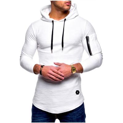 China New Arrivals 2021 Viable Men's Casual Hooded T-Shirts Fashion Long Sleeve Solid Color Pullover Top Blouse for sale