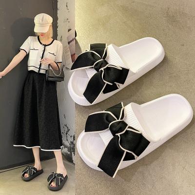 China Fashion trend latest fashion women ladies sandals, women's casual slippers, Korean version of INS trend flat sandals with bow for sale