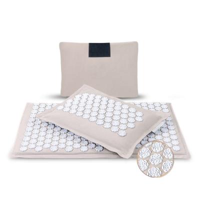 China Body Gillot Eco Accupressure Massage Organic Canvas Mat With Pillow Acupressure Foot Massage Mats for sale