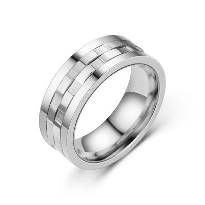 China CLASSIC personality 8mm titanium fashion ring stainless steel men and women hip hop steel ring for sale