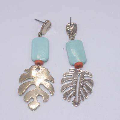 China CLASSIC Classic Leaf Shape Large Alloy Acrylic Dangle Earrings for sale