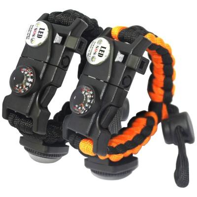 China 20 In 1 SOS LED Survival Bracelet , Outdoor Camping Rescue Emergency HMRO19083001 for sale