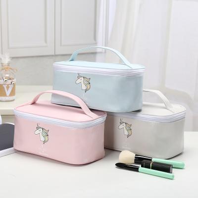 China Wholesale Hot Sale Fashion Unicorn Makeup Bag Portable Travel Cosmetic Bag Square Wash Bag for sale