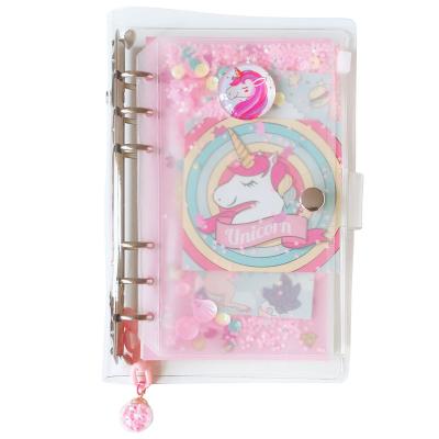 China Hot Selling Hardcover Book Spiral Notebook with Pen Cute Cartoon Sequin Unicorn Notebook for Students for sale