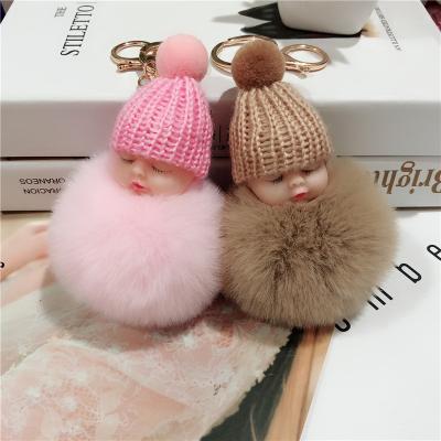 China Wholesale Baby Shower Car Doll Keychain Korea Pom Pom Key Chain for sale