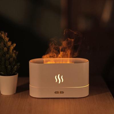 China New Product 180Ml Car Essential Oil Aroma Air Mini Flame Night Led Light Ultrasonic Humidifier Diffuser for sale