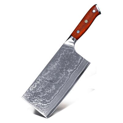 China 7 Inch Cleaver Knife Damascus VG10 Professional High Quality Viable Quality Kitchen Knife With Pakka Wood Handle for sale