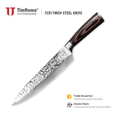 China Timhome 8 Inch Chef Knife 7cr17mov Sustainable High Carbon Stainless Steel With Pakka Wood for sale