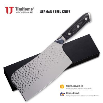 China Pakka Wooden Handle Timhome Butcher Viable Sharp German Steel Knife Cleaver Razor Knives for sale