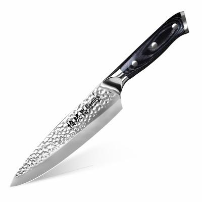 China Timhome 8inch Durable German Steel Hammered Kitchen Chef Knife With Pakka Wood Handle for sale