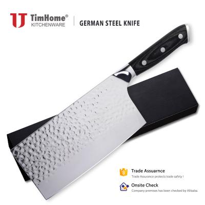 China Timhome 7inch Pakka Handle Sustainable German Steel Chinese Cleaver Knife Wood Well-Balance for sale