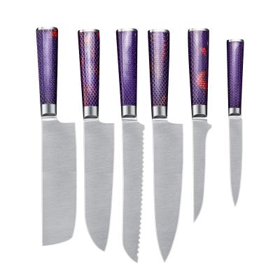 China Viable Professional Japanese Stainless Steel Kitchen 6pcs Chef Knife Set for sale