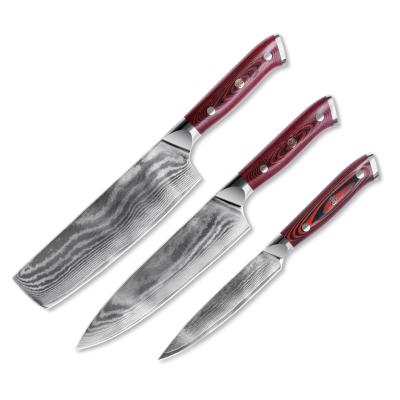 China Timhome Sustainable 67 Layers Chef Kitchen Knife Set 3pcs Damascus With Handle Group Of Ten for sale