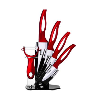 China Timhome 6pcs Viable Ceramic Knife Set With Acrylic Block Holder High Quality Handle For Vegetable Fruit Meat for sale