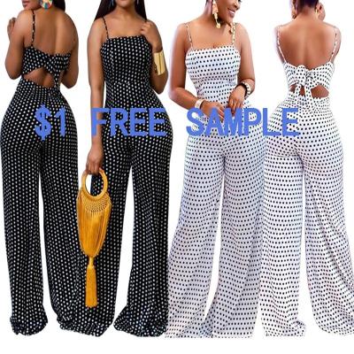 China $1 free sample women's clothing women's sexy polka dot jumpsuit QUICK DRY one-piece jumpsuit women jumpsuits women for sale