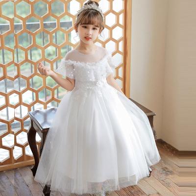 China Anti-wrinkle vestido children's wedding mesh dress princess dress girl costume bridesmaid show dress long for sale