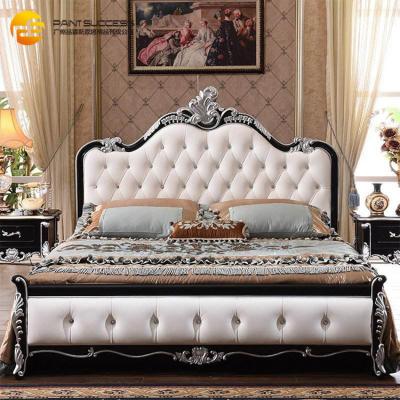 China Eco - Friendly Custom Hand Carved Design Unique Modern American Style Wooden Double Bed for sale