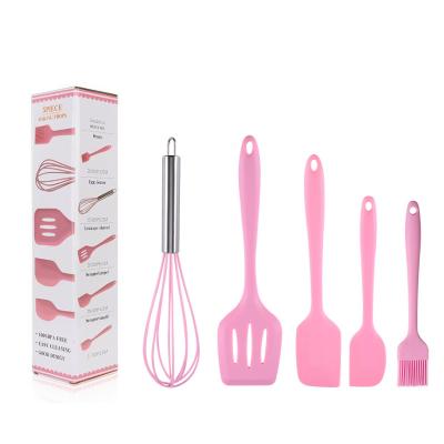 China 5-Piece Kitchenware Set Silicone Spatula Brush Egg Beater Silicone Kitchenware Viable Cooking Tools Cook Spatula Set for sale