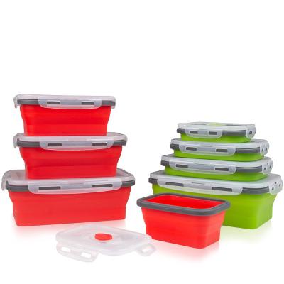 China Folding Portable Lunch Bento Box Folding Lunchbox Eco-Friendly Large Capacity Bowl Freshness Preservation Silicone Lunch Box for sale