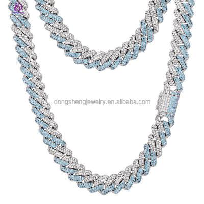 China High Quality CLASSIC Cuban Link Chain Iced Out 925 Sterling Silver 16mm 18mm 20mm Unisex VVS Moissanite Hip Hop Cuban Chain Jewelry for sale