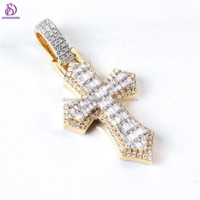 China Hot 925 Mens Fashion Crosses Pendant Solid Silver VVS Moissanite Hip Hop Ankh Iced Out D VVS Cross Pendant For Necklace for sale