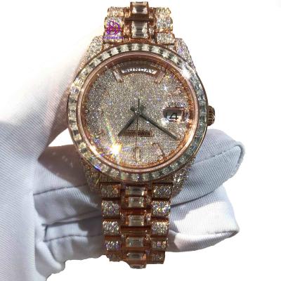 China Custom Luxury Iced Out Mechanical Scale Square Moissanite Diamond Watch Power Reserve Fasion Outlet Hip Hop Watch Scale for sale