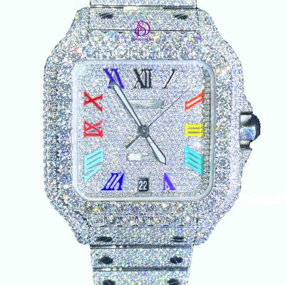 China Power Reserve Luxury Customize Iced Out Vvs Moissanite Diamond Hip Hop Mechanical Watch With Gra Certification for sale