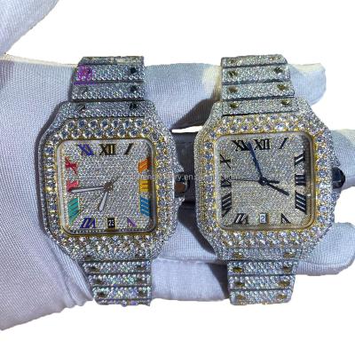 China Luxury High End Diamond Customize Watch Iced Out VVS Moissanite Hip Hop Mechanical Watch Unisex Water Resistant for sale