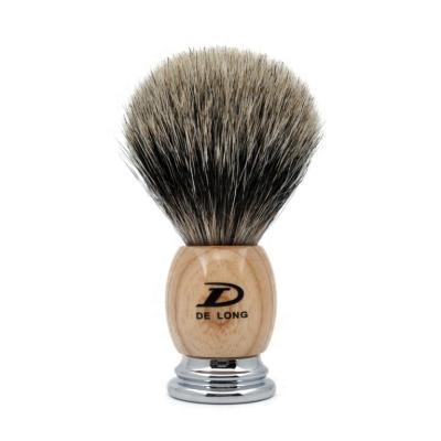 China High Grade Pure Shaving Brush Mens Shaving Brush Gift 100% Badger Hair Chrome + Wooden Handle OEM/ODM Hand Made for sale