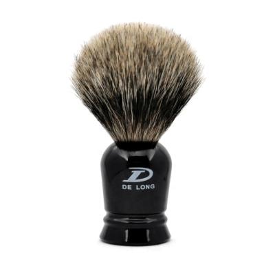 China Shaving Brush Men's Shaving Brush Gift 100% Pure Hand Made Badger Hair Black Resin Handle OEM/ODM for sale