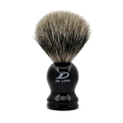 China Shaving Brush Men's Shaving Brush Gift 100% Pure Hand Made Badger Hair Black Resin Handle OEM/ODM for sale