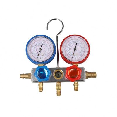 China Durable Red Or Blue Painted Simple Factory Price Steel Case Refrigeration Gauge Set Various Pressure Gauge for sale