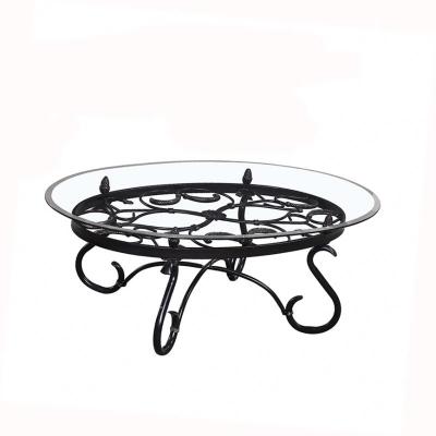 China Factory Contemporary Wholesale Creative Design Living Room Furniture Double Tempered Glass Table Top Round Metal Frame Coffee Table for sale